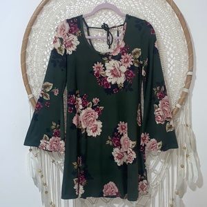 Love fast live Hard dark  flower print dress
